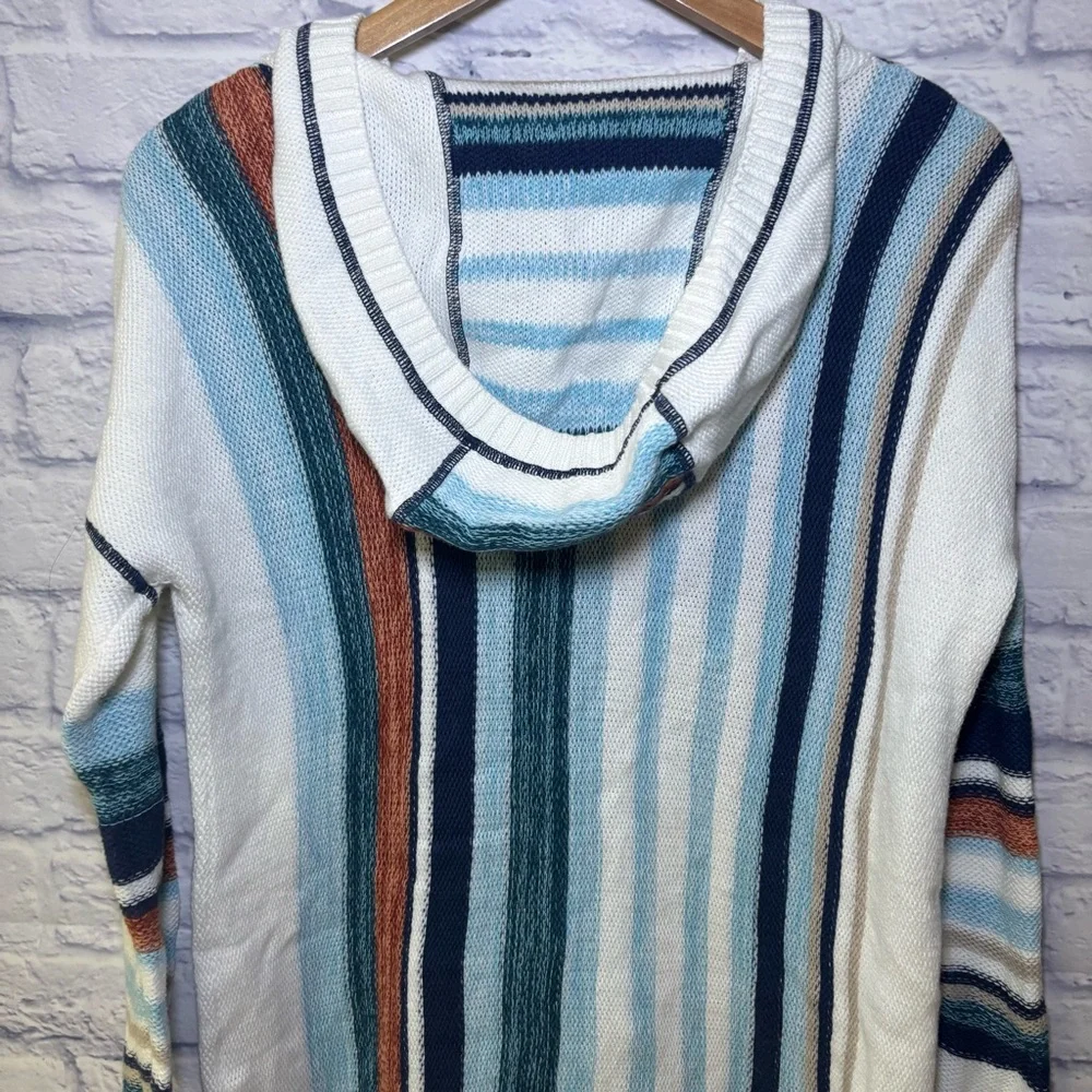 Soft Surroundings Bimini Pullover Hoodie Women Large Multicolor Striped Sweater